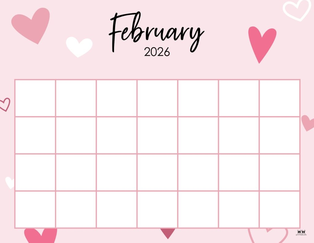 February Calendar Free Printable