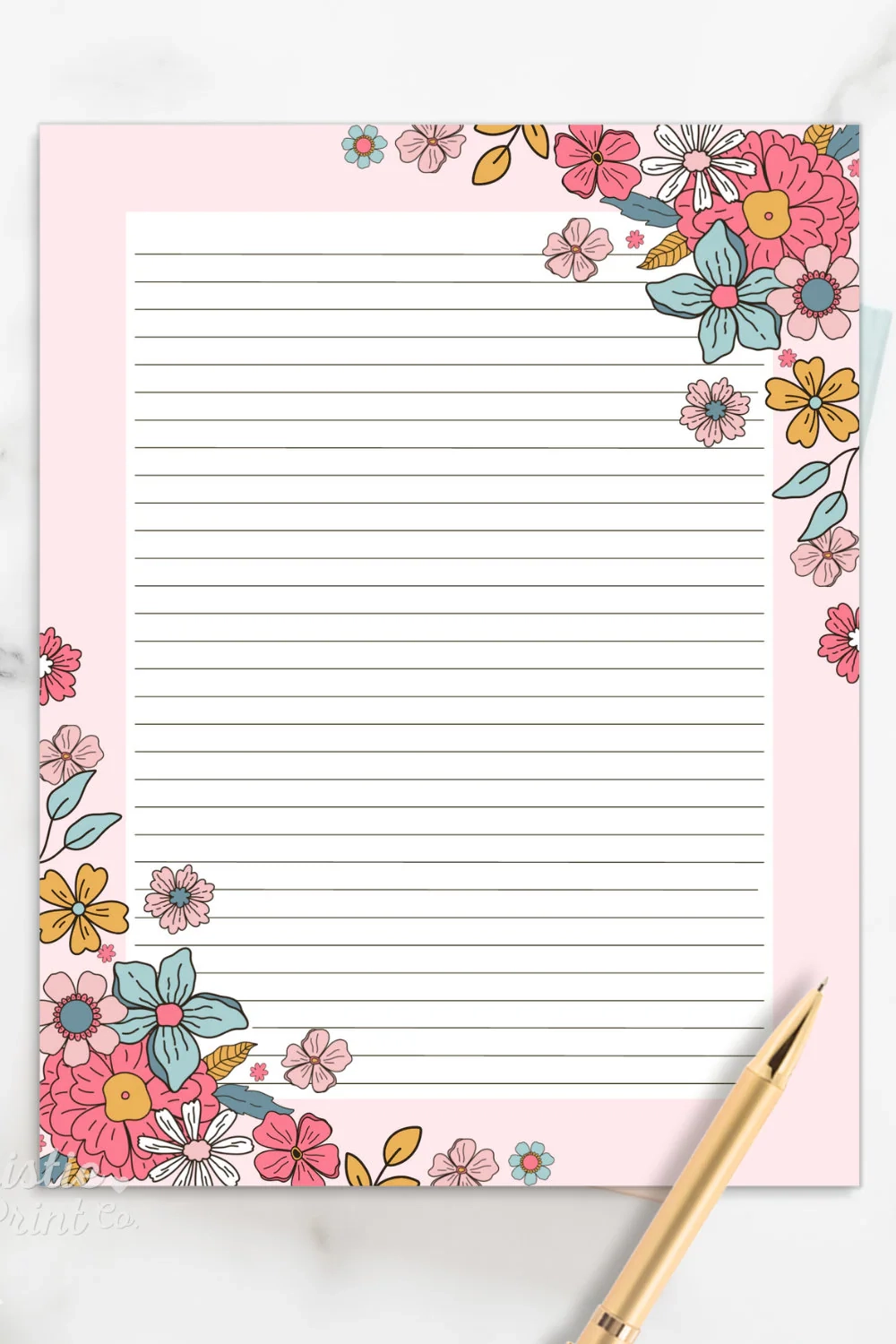 Floral Stationery Printable Floral Lined Paper Printable 