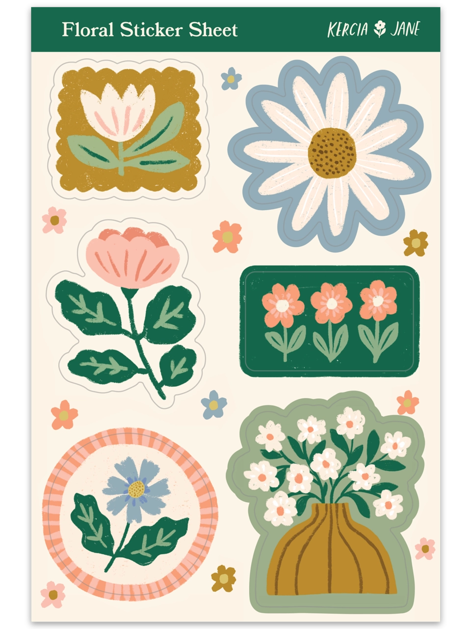 Floral Sticker Sheet Kercia Jane Design
