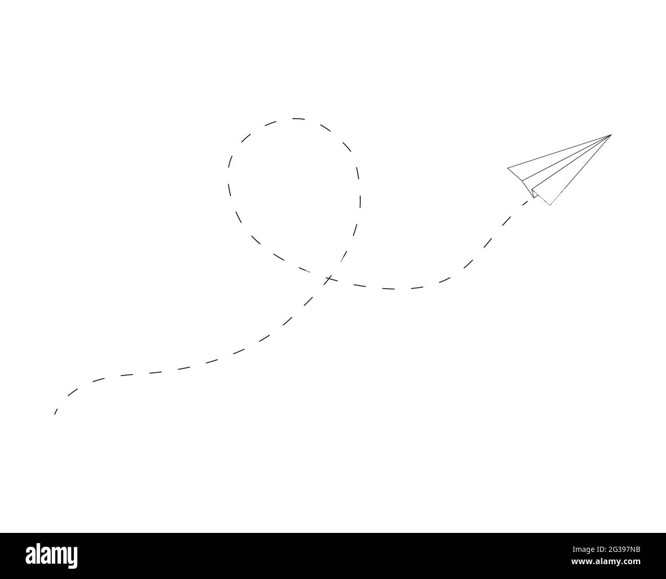 Flying Paper Plane With Path Dashed Line Origami Airplane Linear 