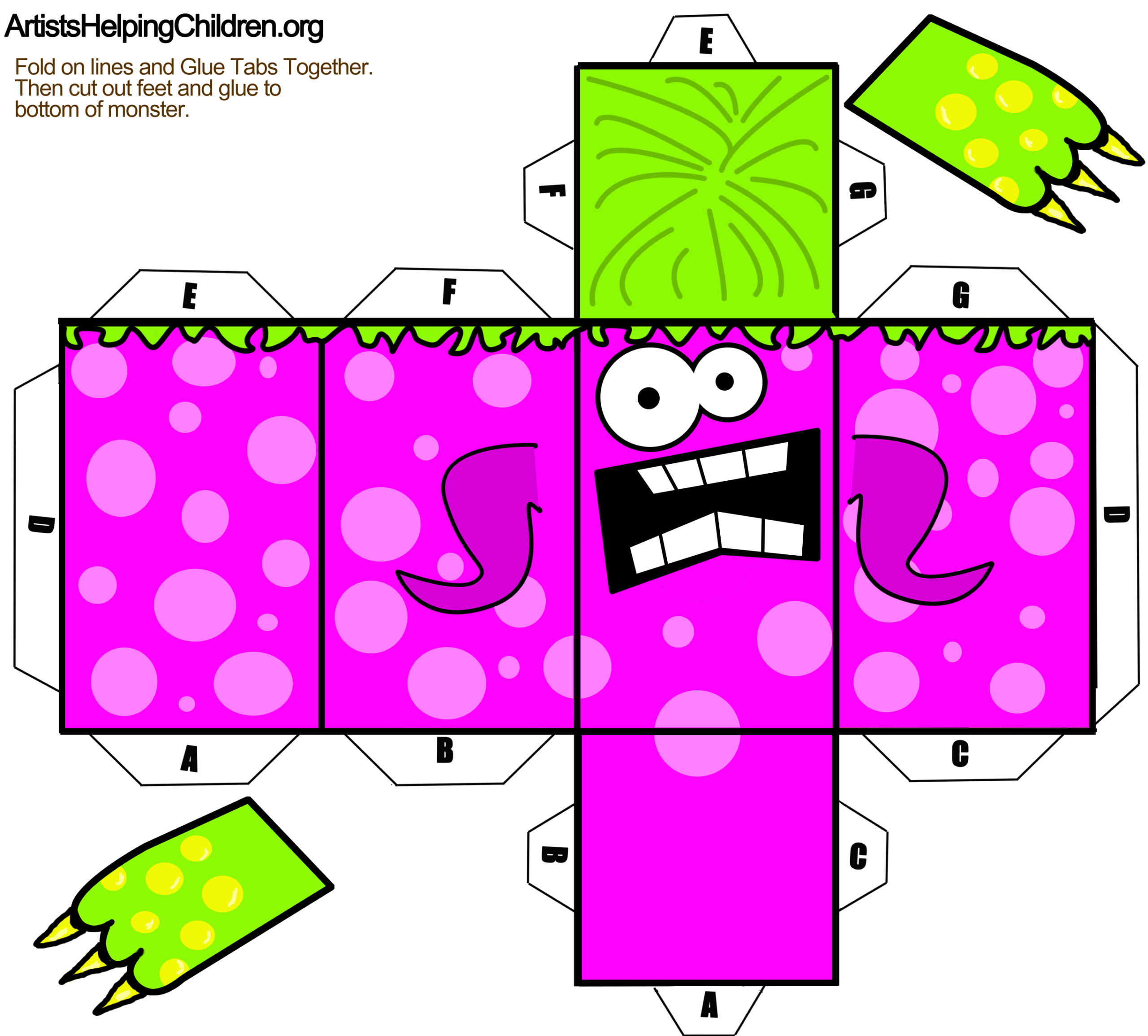 Foldable Paper Monster Toy Figures For Kids To Make On Halloween 