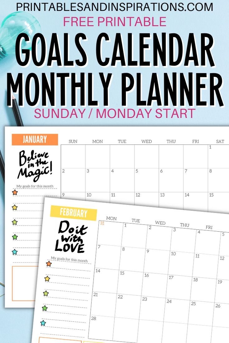 Goals Calendar Planner