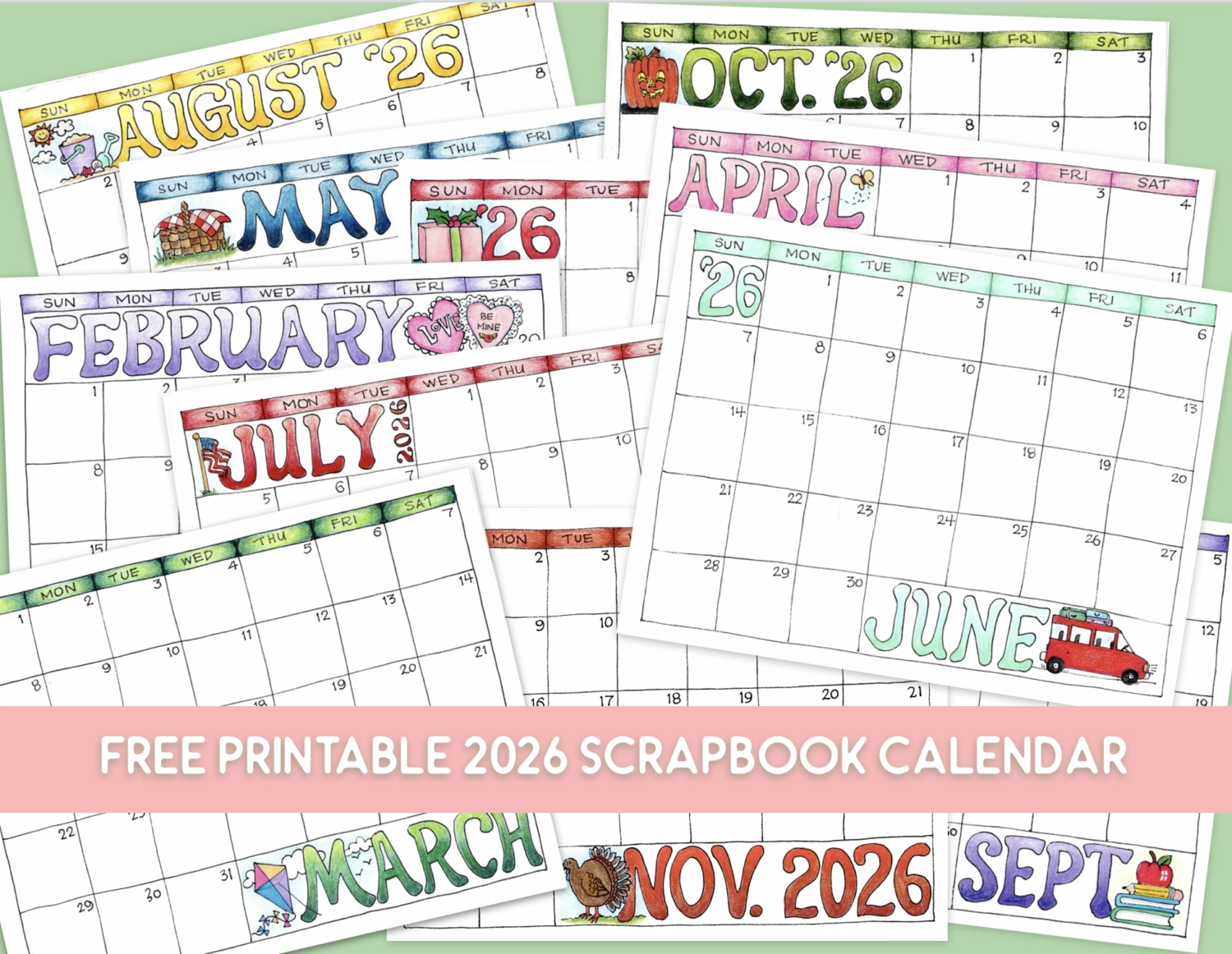 2026 Banner Calendar Printable
