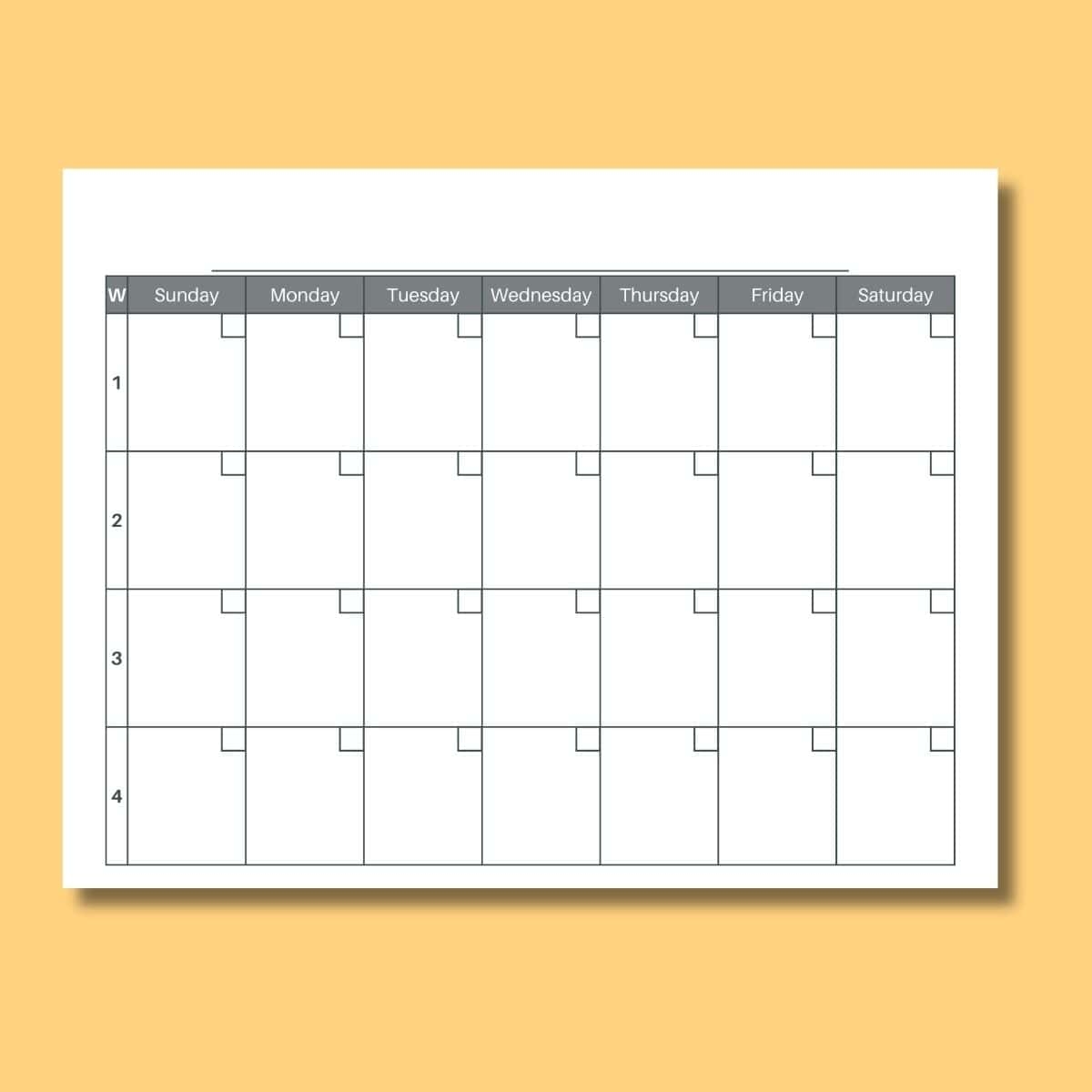 Free 4 Week Calendar Printable Blank PDF 