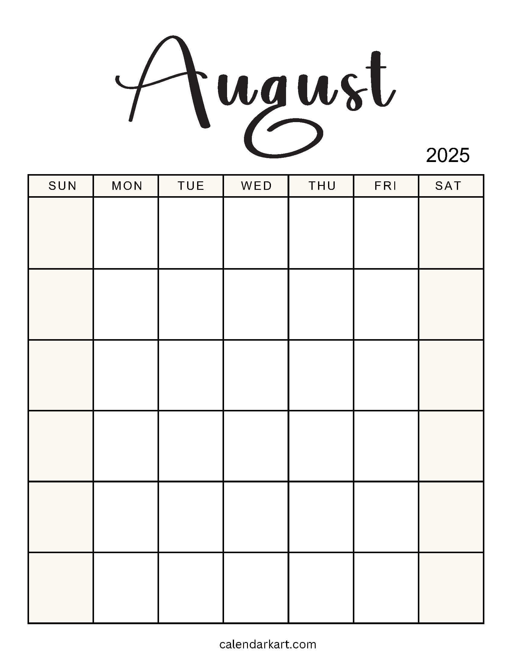 Free amp Cute Printable August 2025 Calendars CalendarKart