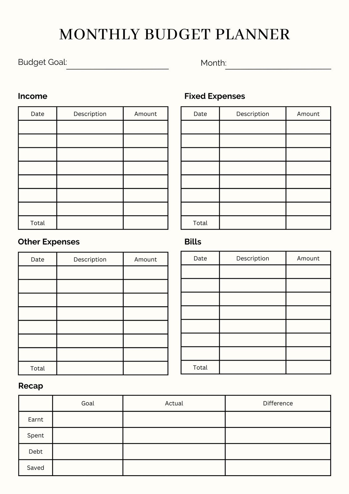 Calendar Budget Planner