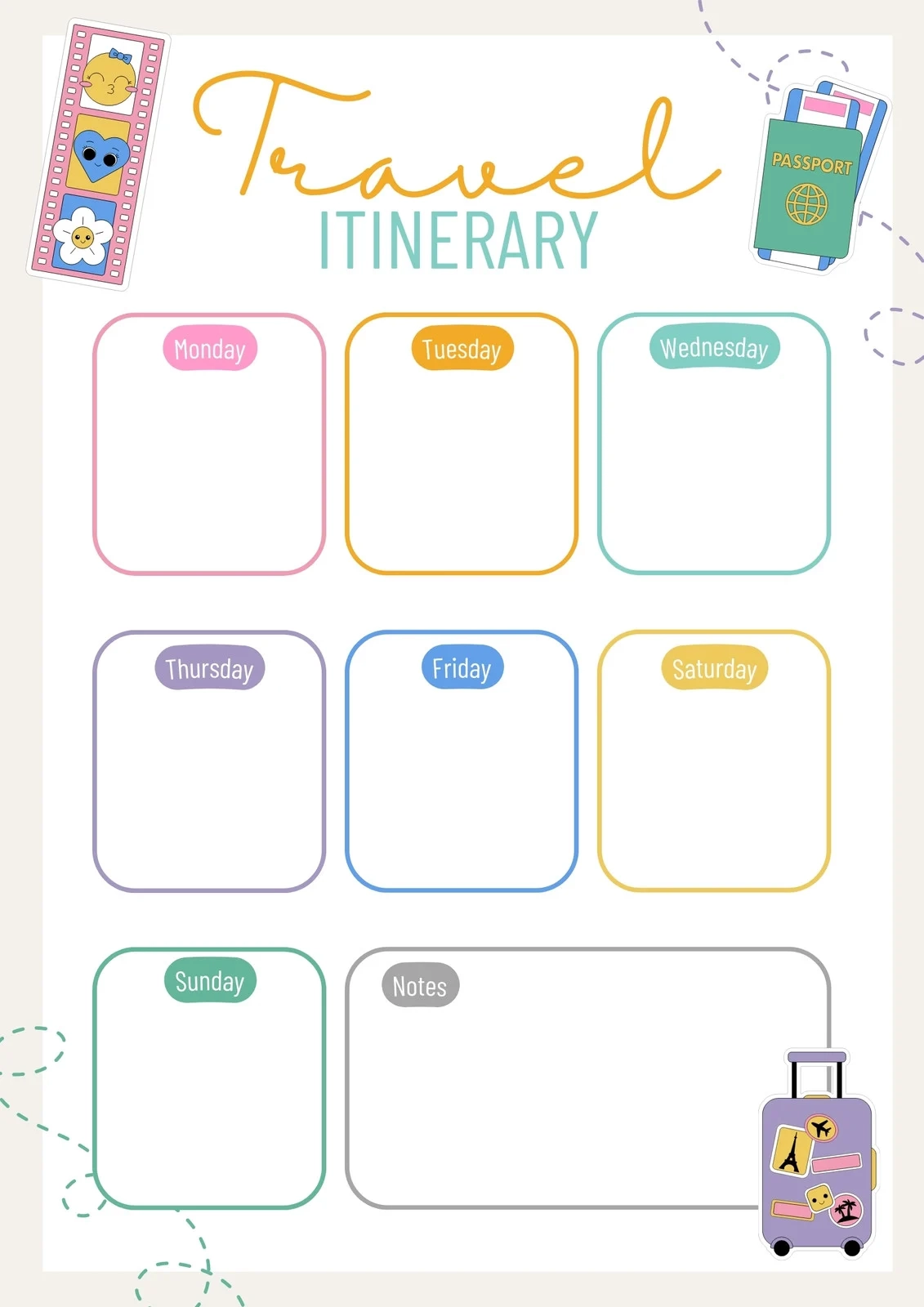 Free And Customizable Itinerary Planner Templates Canva