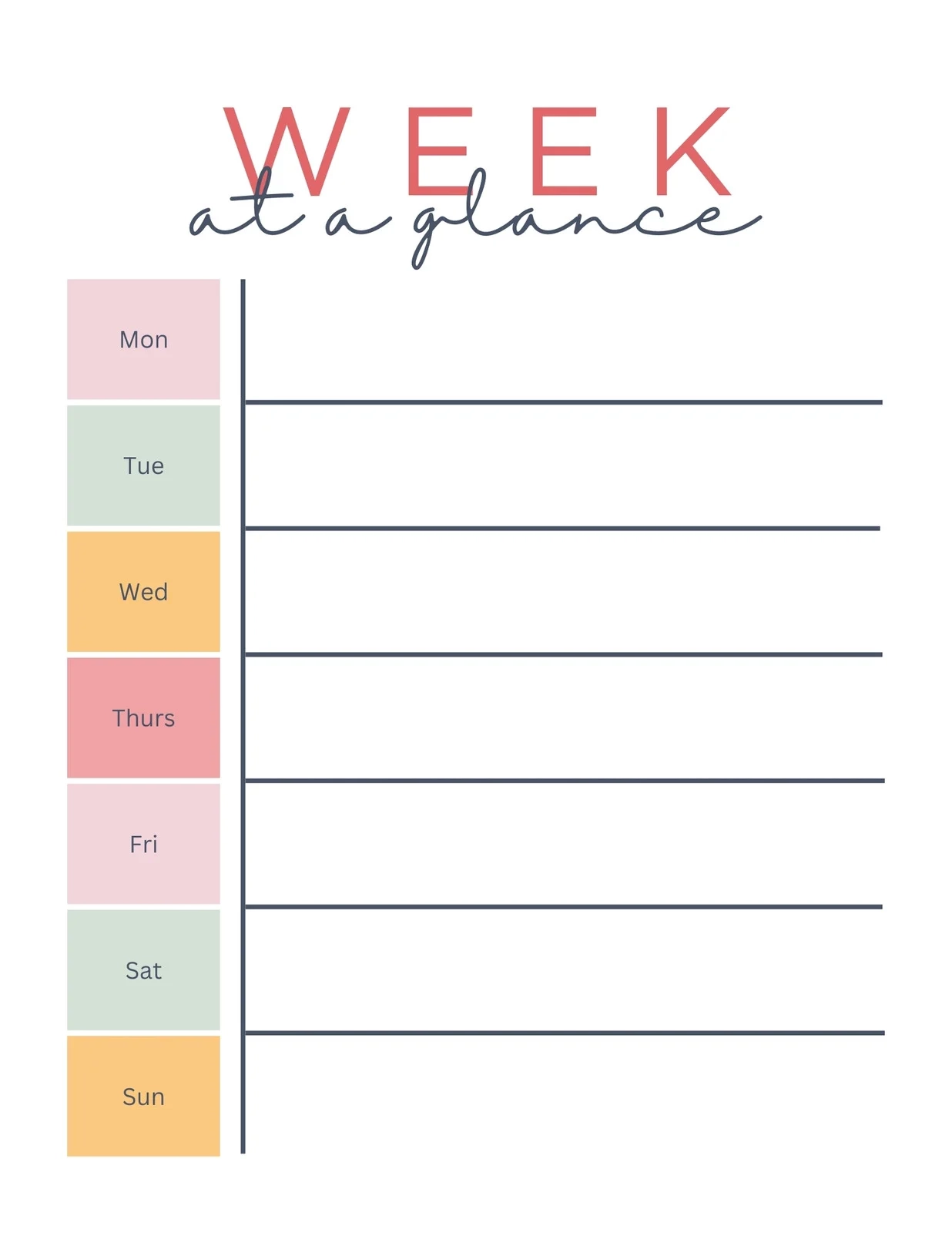 Blank Weekly Calendar Printable Word