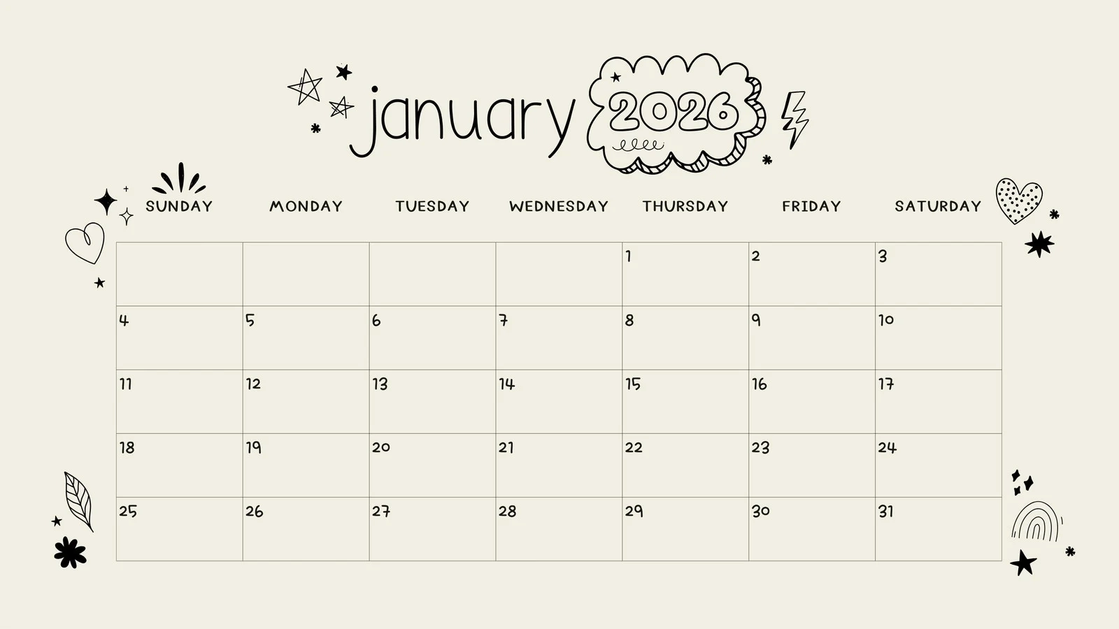 Free And Editable January 2026 Calendar Templates Canva