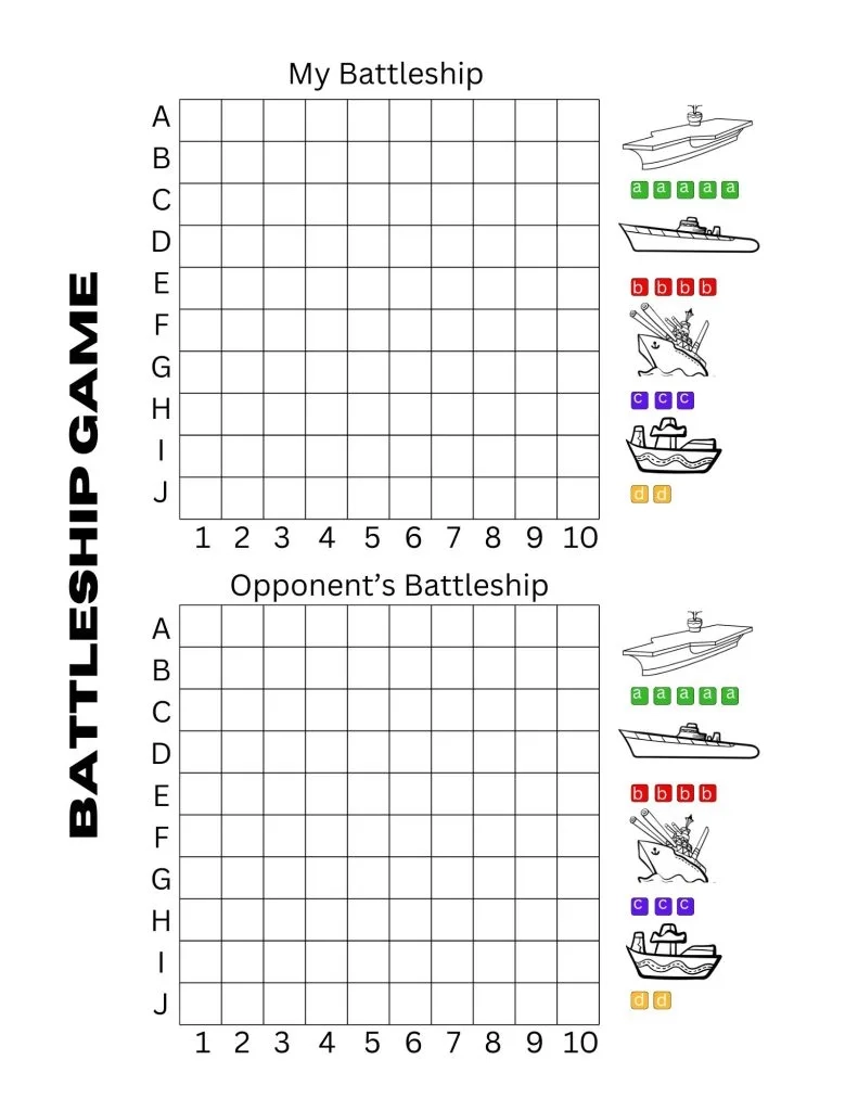 Battleship Grid Paper Printable