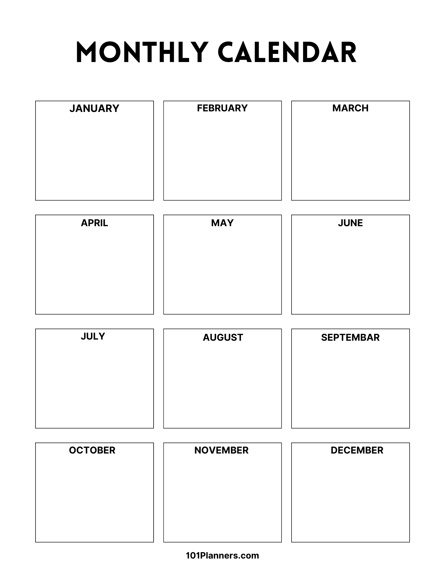 FREE Blank Calendar 2026 Word Typeable PDF And Images