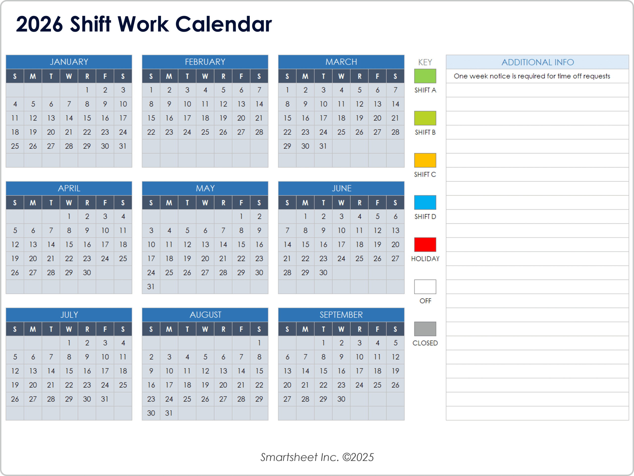 Free Blank Calendar Templates Smartsheet