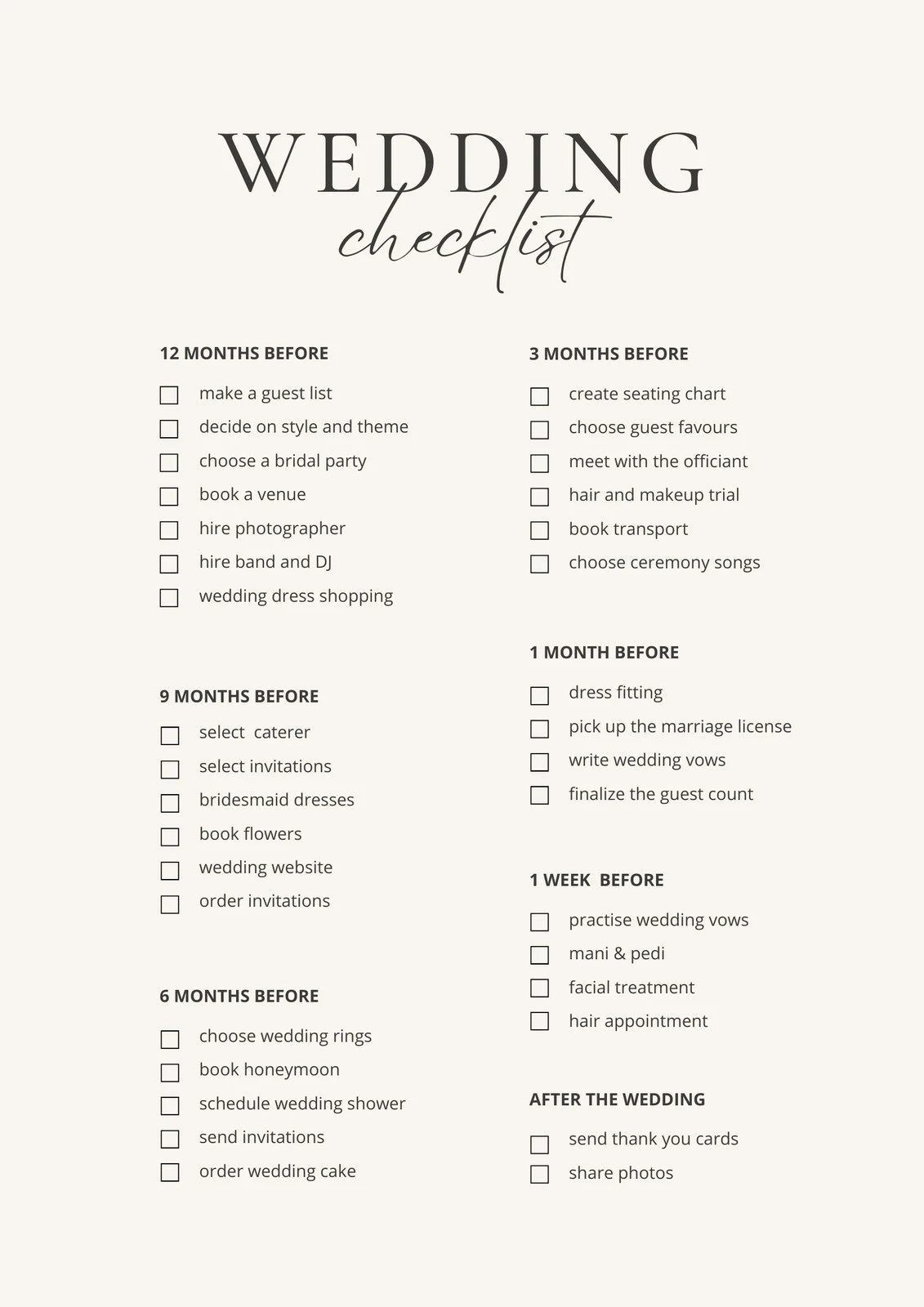 Free Custom Printable Wedding Timeline Planner Templates Canva
