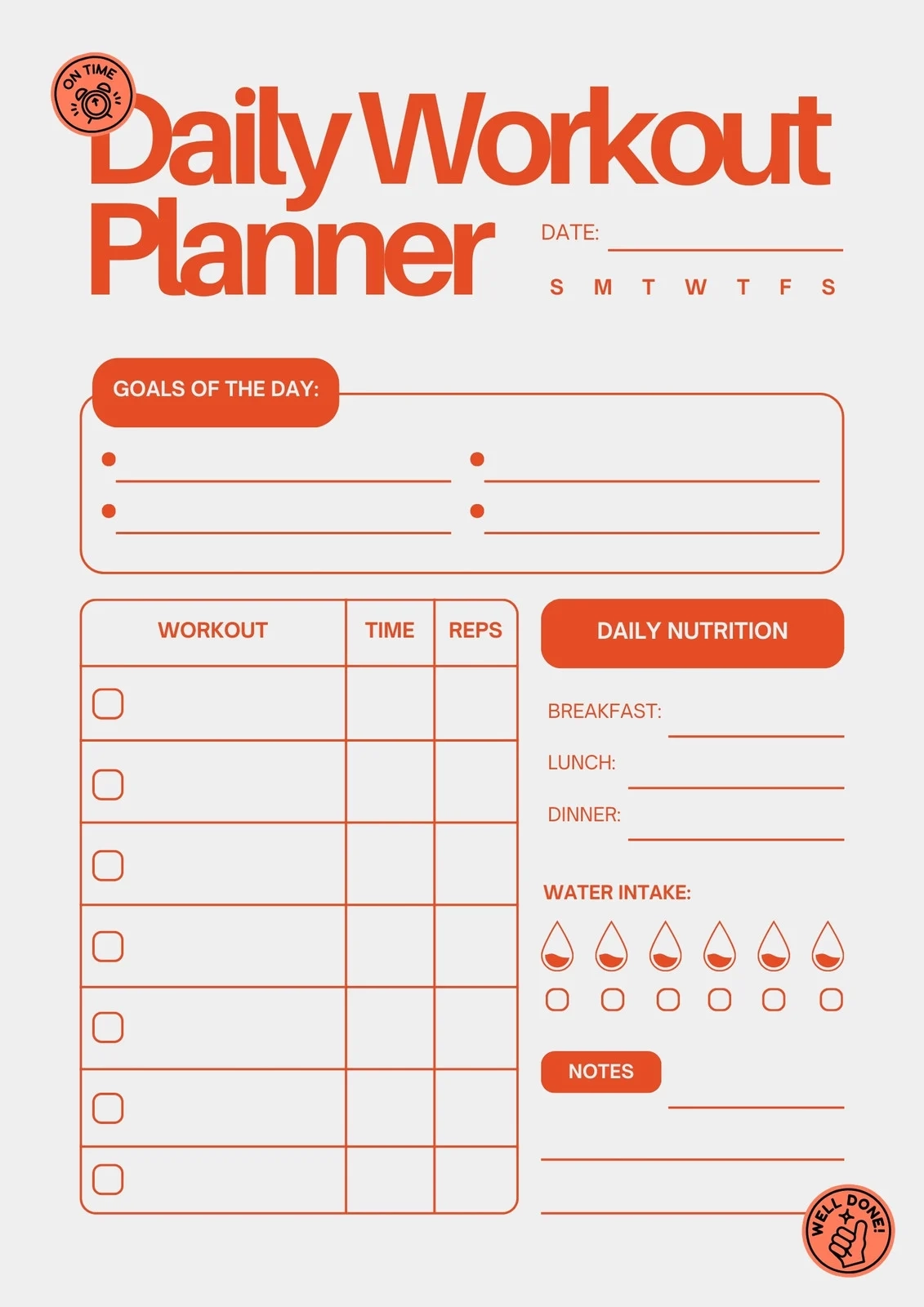Free Custom Printable Workout Planner Templates Online Canva