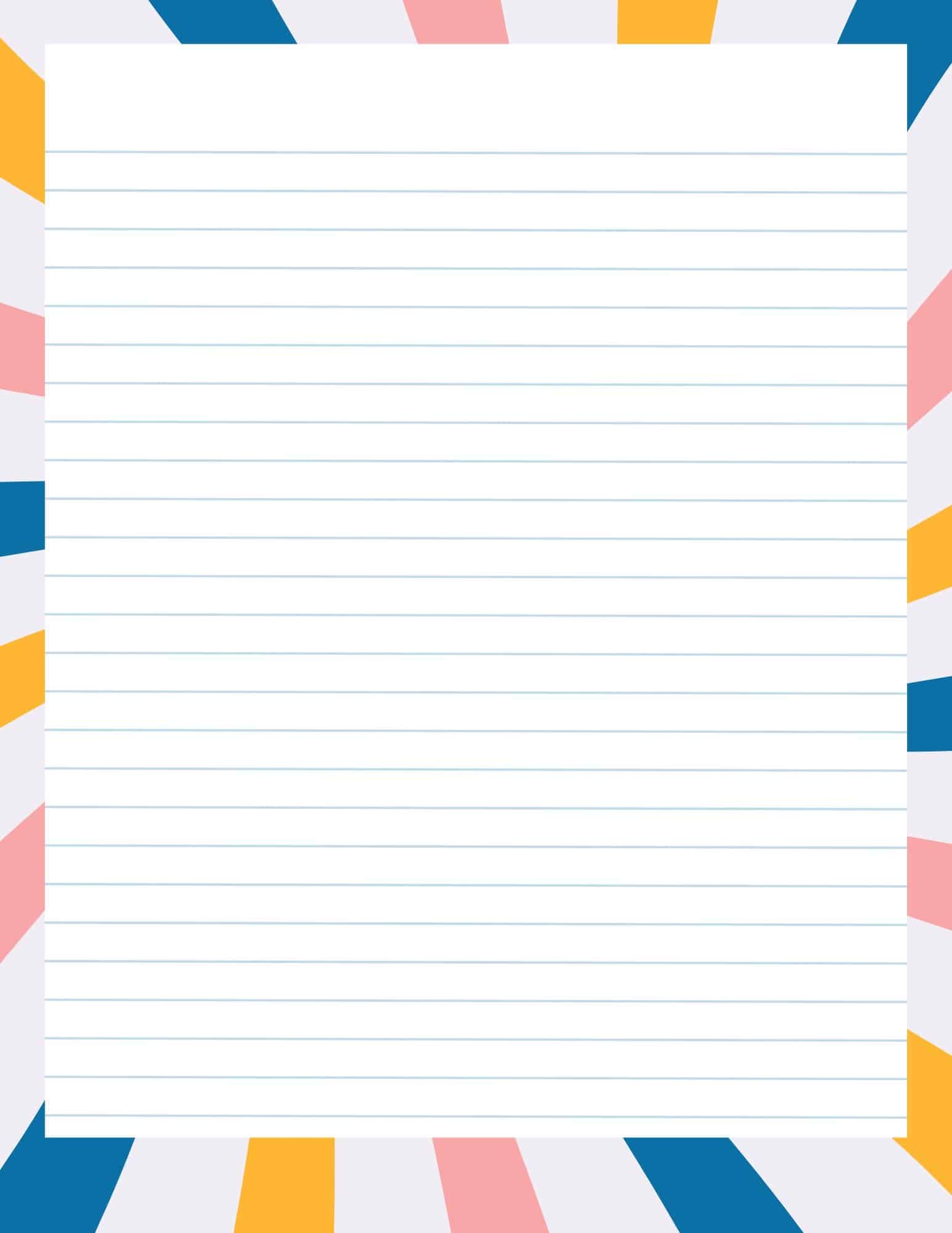 FREE Cute Lined Paper Borders PDF
