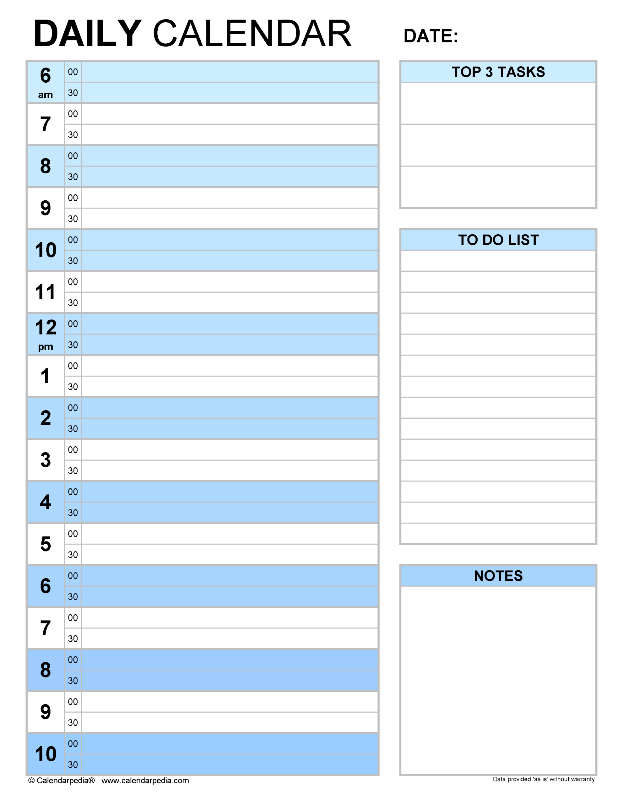 Printable Calendar Daily Blank
