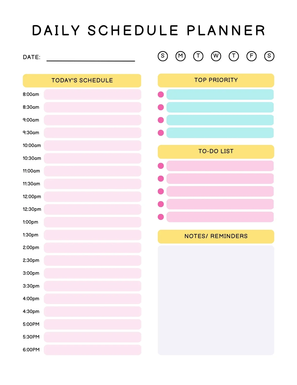 Printable Daily Planner Calendar