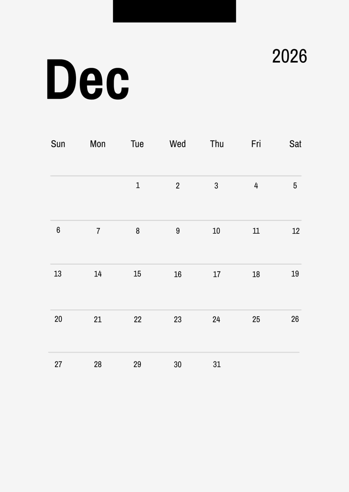 Free December 2026 Calendar For Business Template To Edit Online