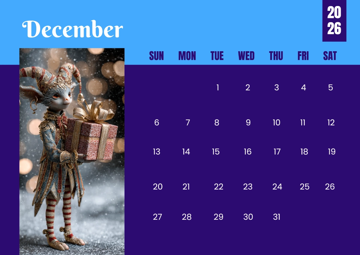 Free December 2026 Elf Calendar Template To Edit Online