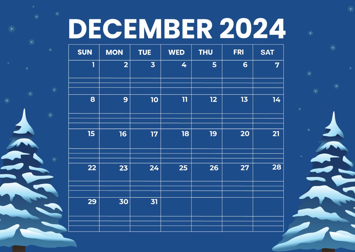 Free December Calendar With Lines Template To Edit Online