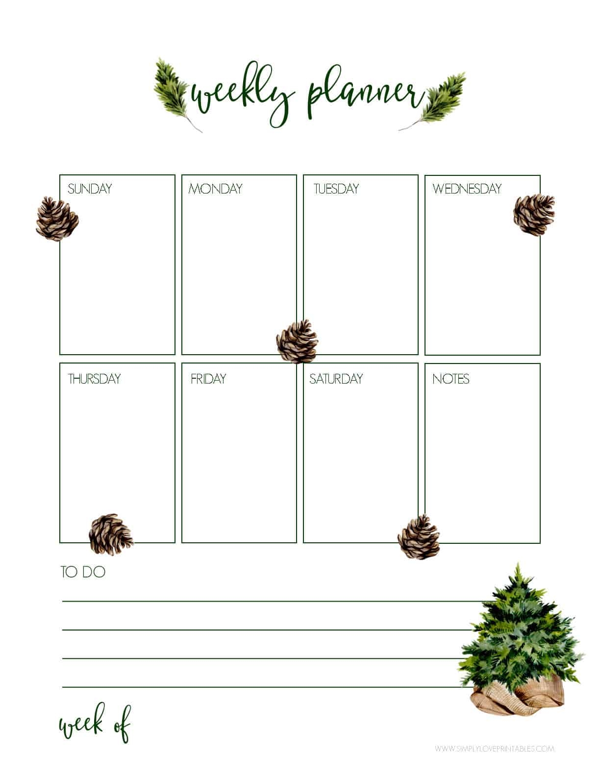 December Weekly Calendar Printable