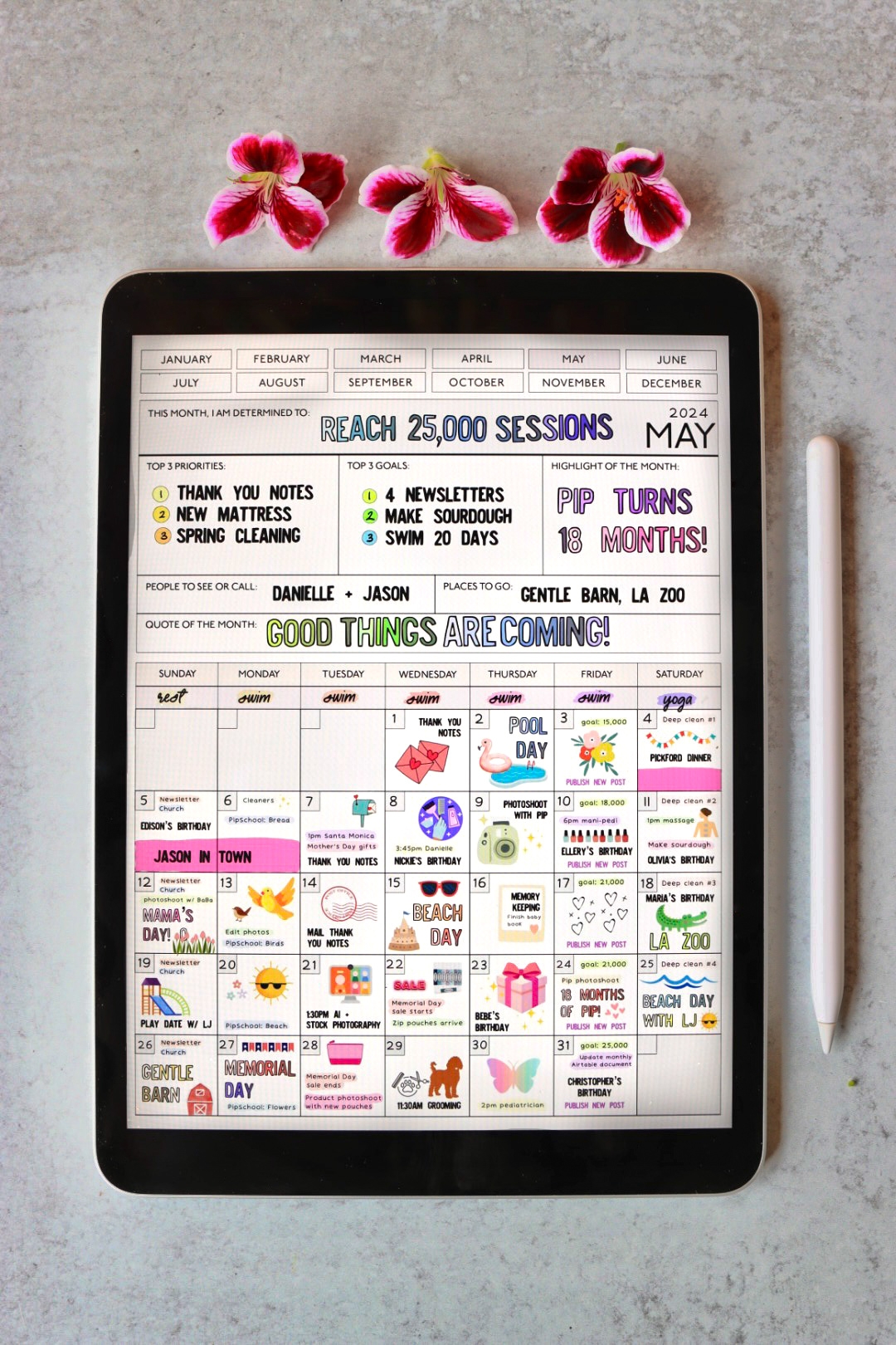 Free Digital Calendar Planner Monthly View With Hyperlinks The 