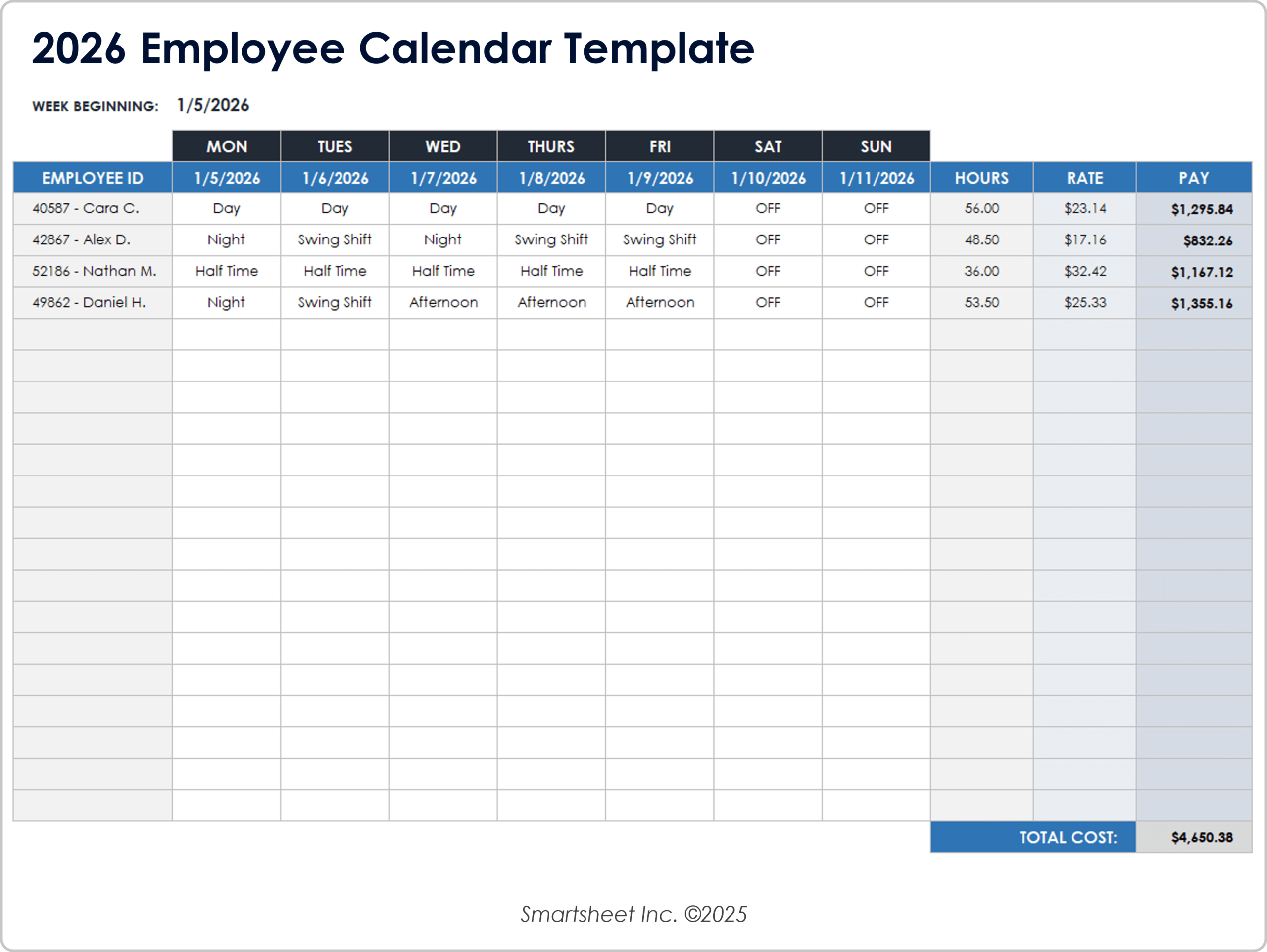 Free Excel Calendar Templates