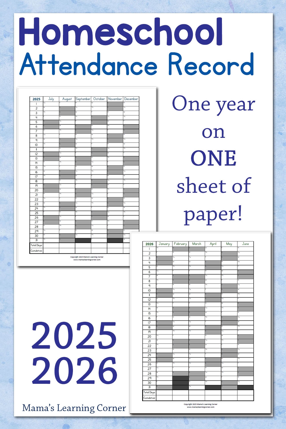 Free Homeschool Attendance Record For 2025 2026 Mamas Learning 
