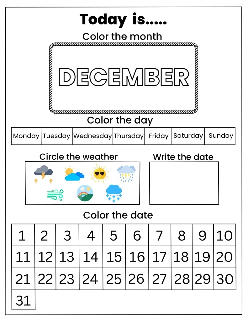 Free Interactive Preschool Calendar Printables 12 Months In 
