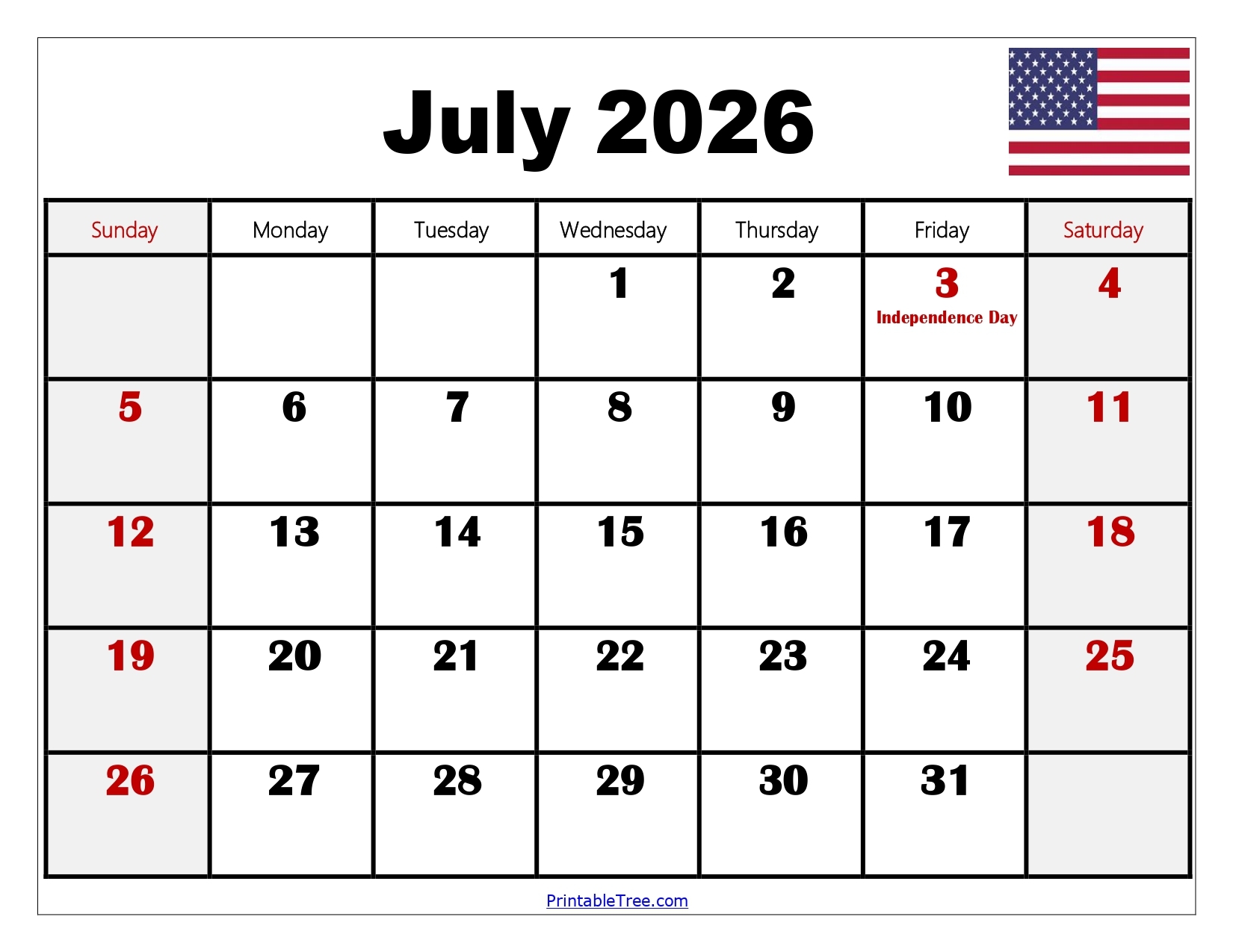 July 2026 June 2027 Calendar Printable