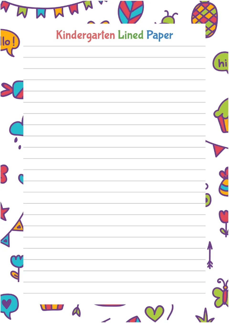 Printable Lined Paper For Kindergarten