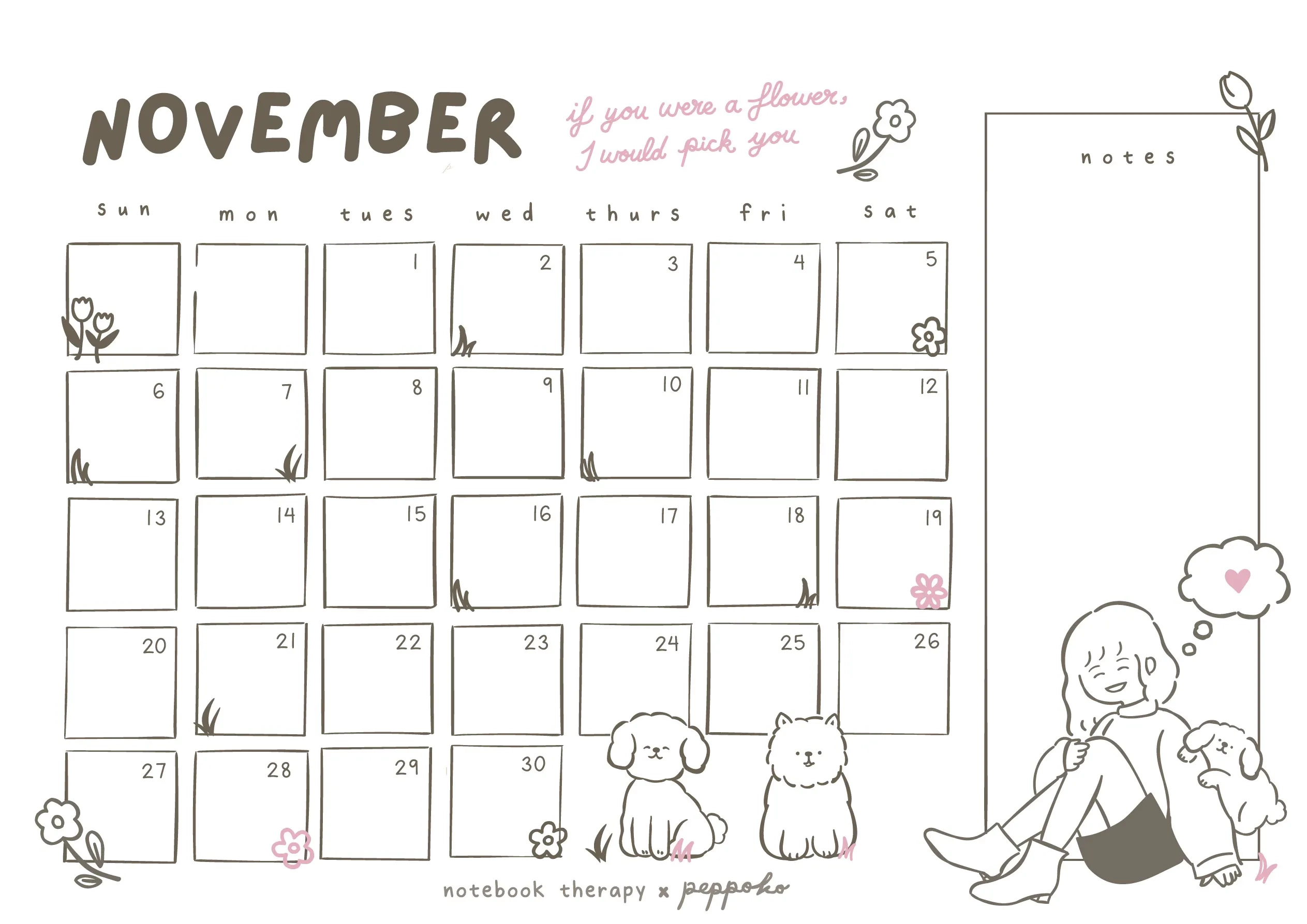 Free November Calendar Printabler