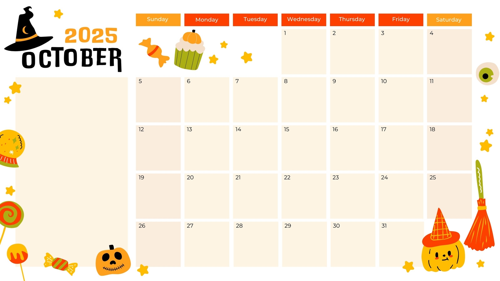 Printable Monthly Calendar October November December