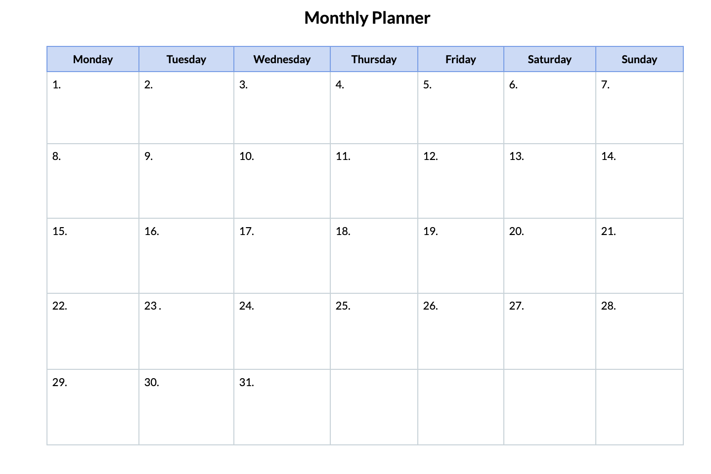 Free Online Planner Templates 4 Free Printable Templates