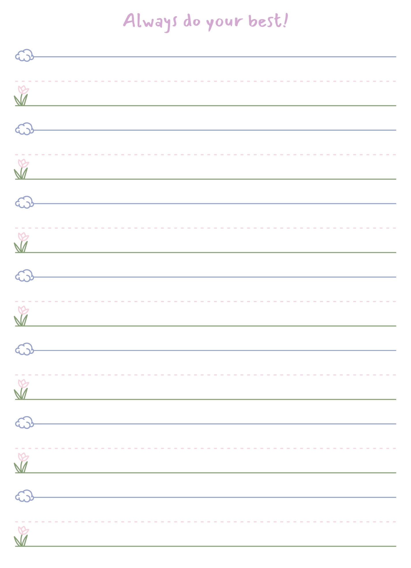 Kindergarten Lined Writing Paper Template