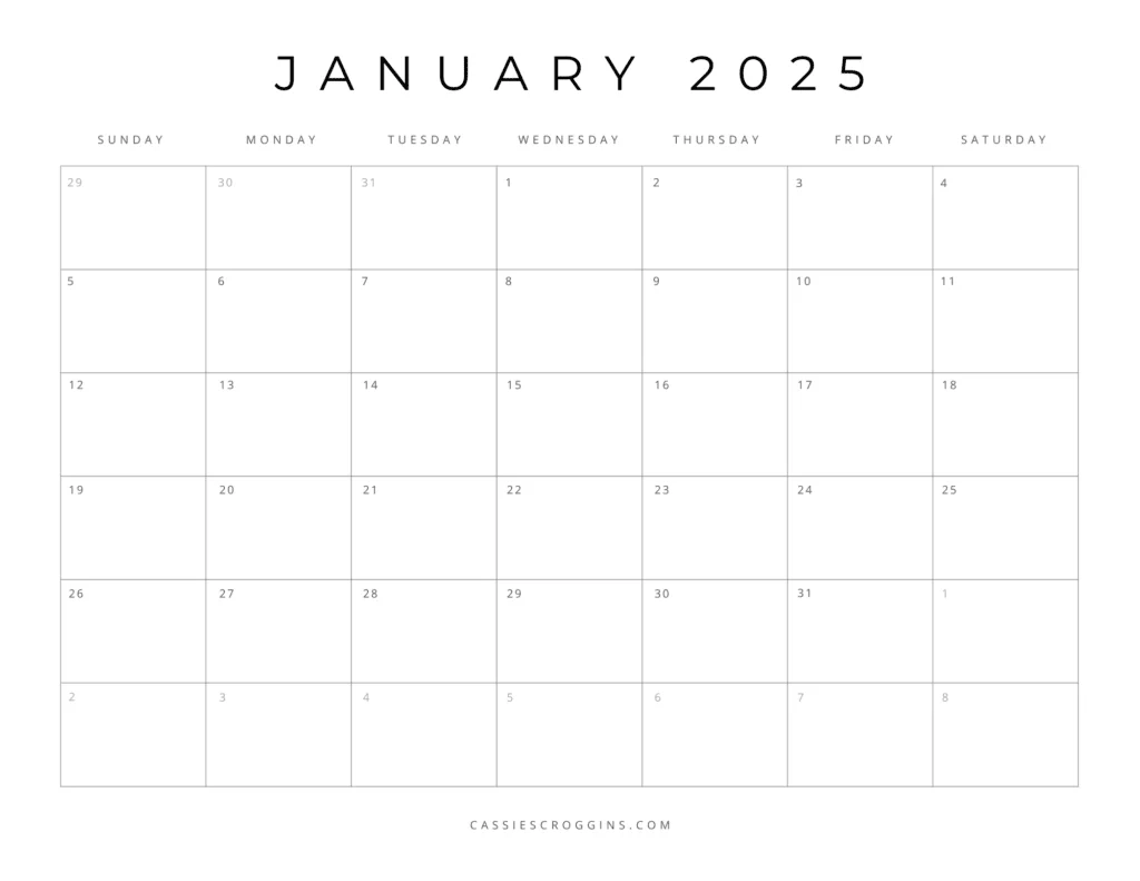 Free Printable 2025 Blank Calendar Templates All 12 Months 