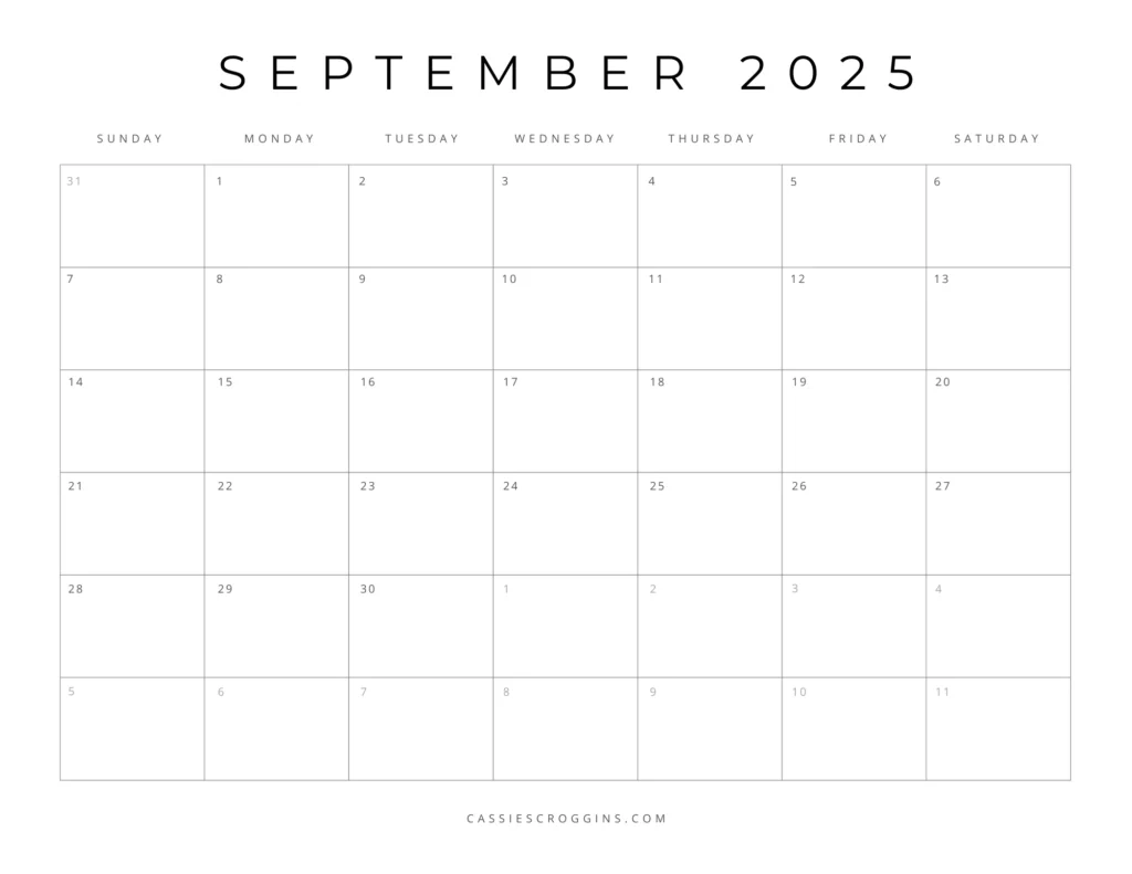 September Calendar Printable Pdf