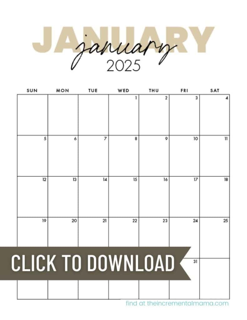 Free Printable December January Calendar