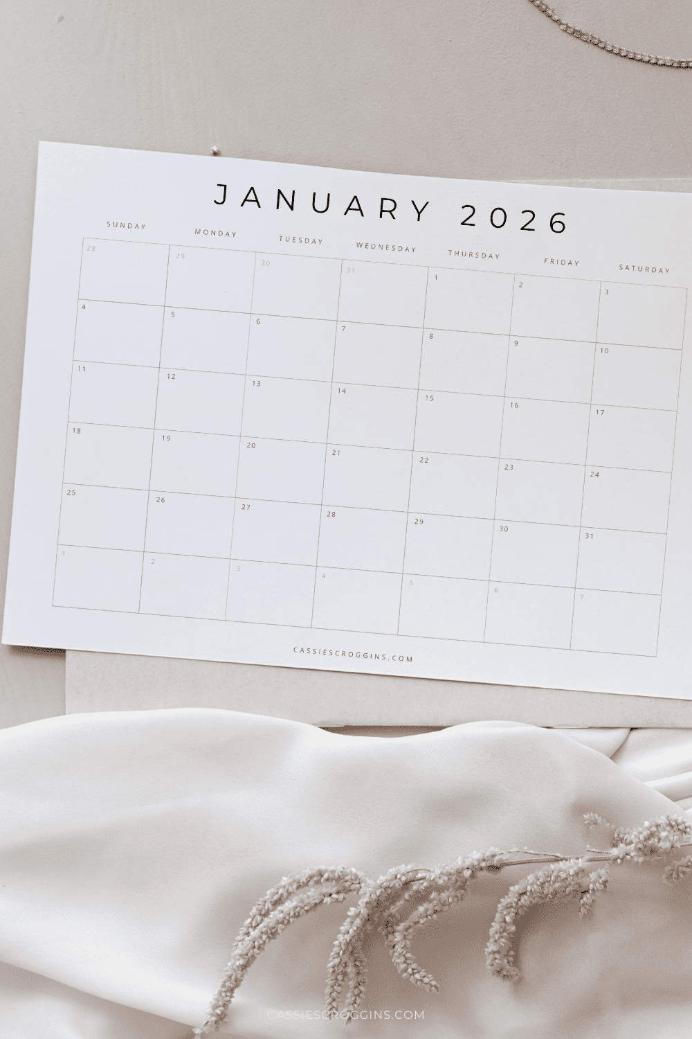 2026 Calendar Year Blank Printable