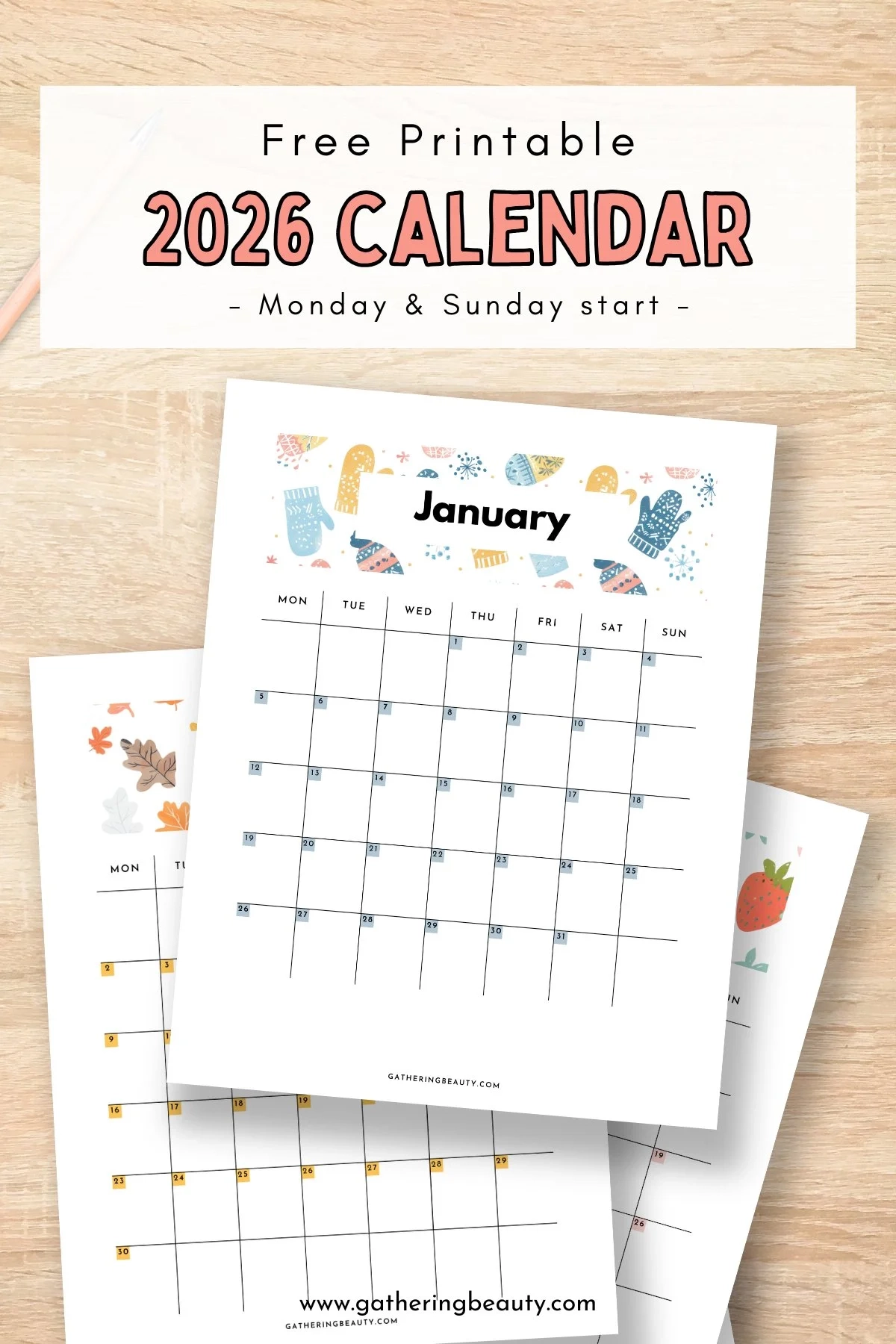 Printable 2026 Calendar Clean Design