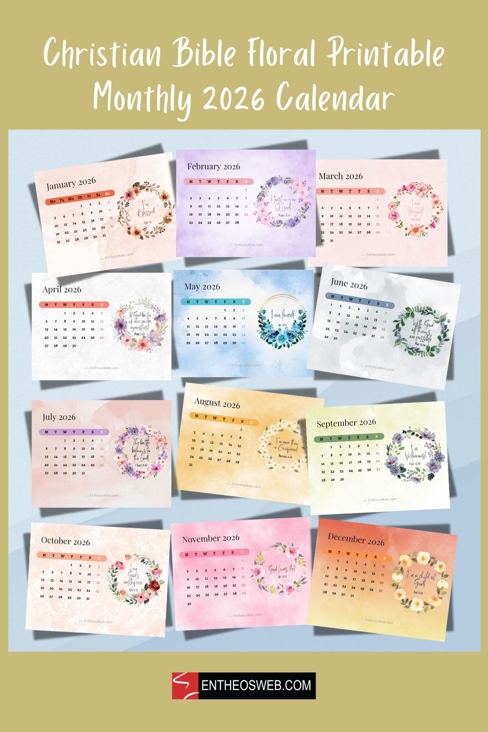 Free Printable 2026 Christian Affirmations Calendar PDF EntheosWeb