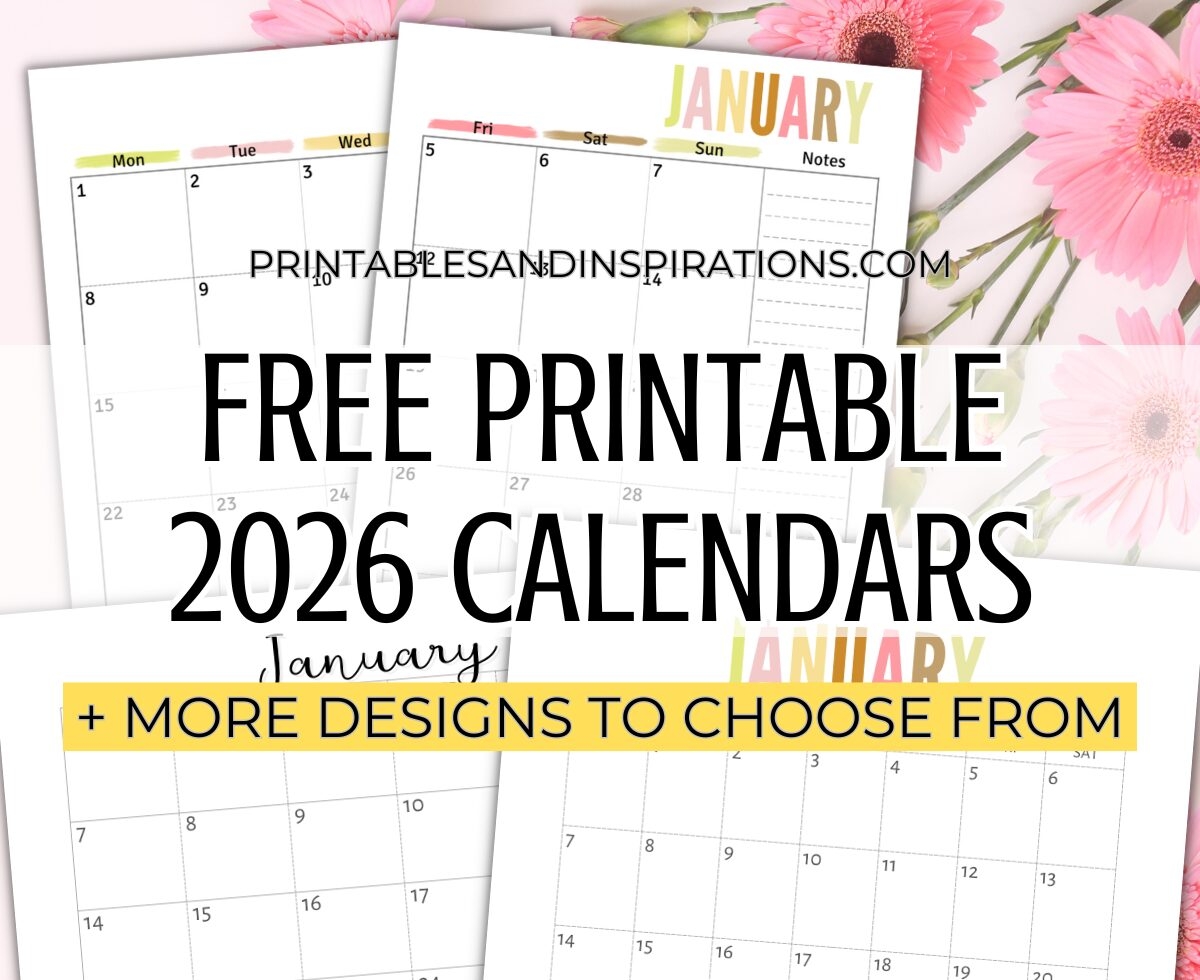 Free Printable 2026 Monthly Calendar Template PDF Printables And 