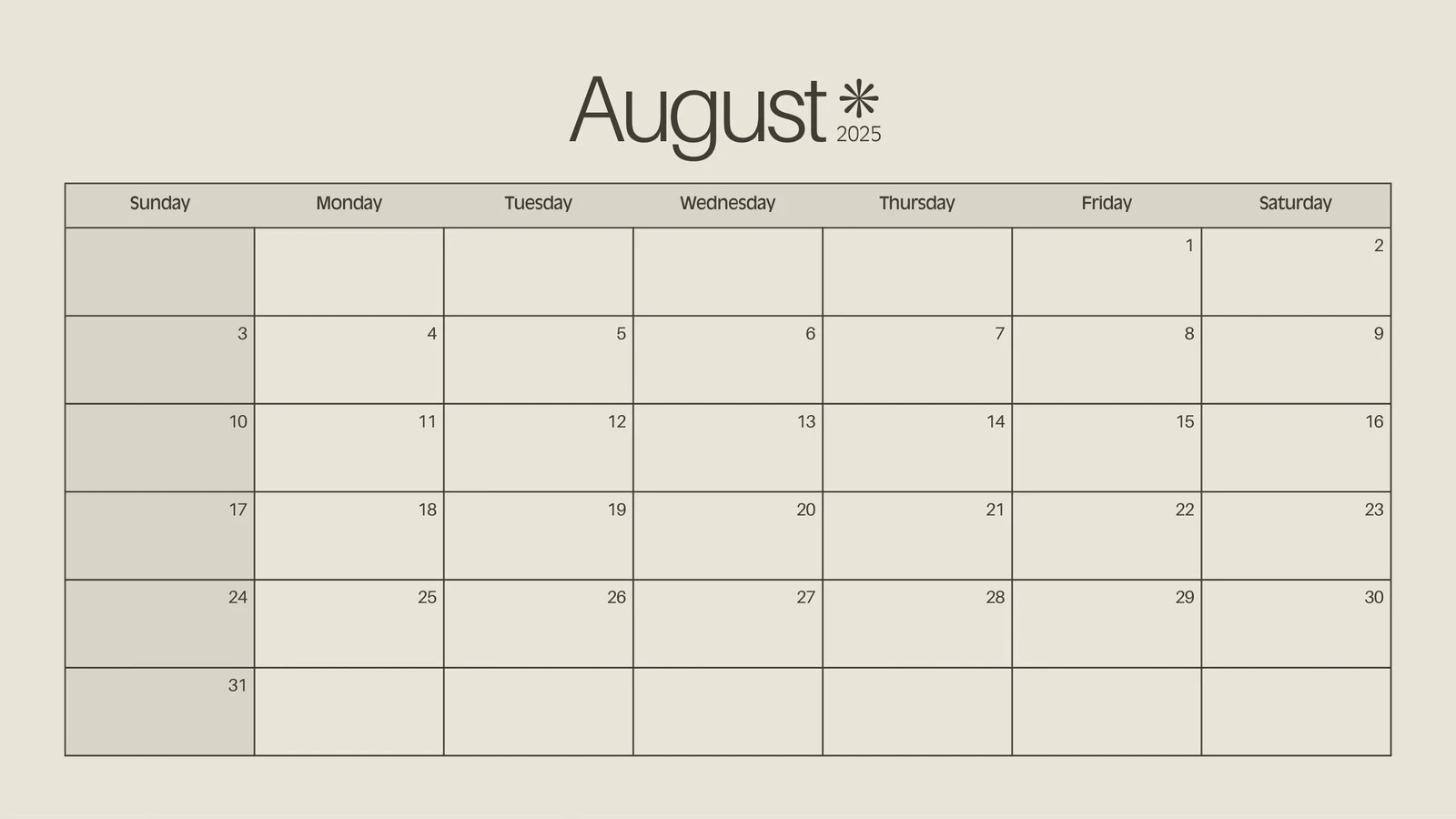 Free Printable August 2026 Calendar Templates Canva