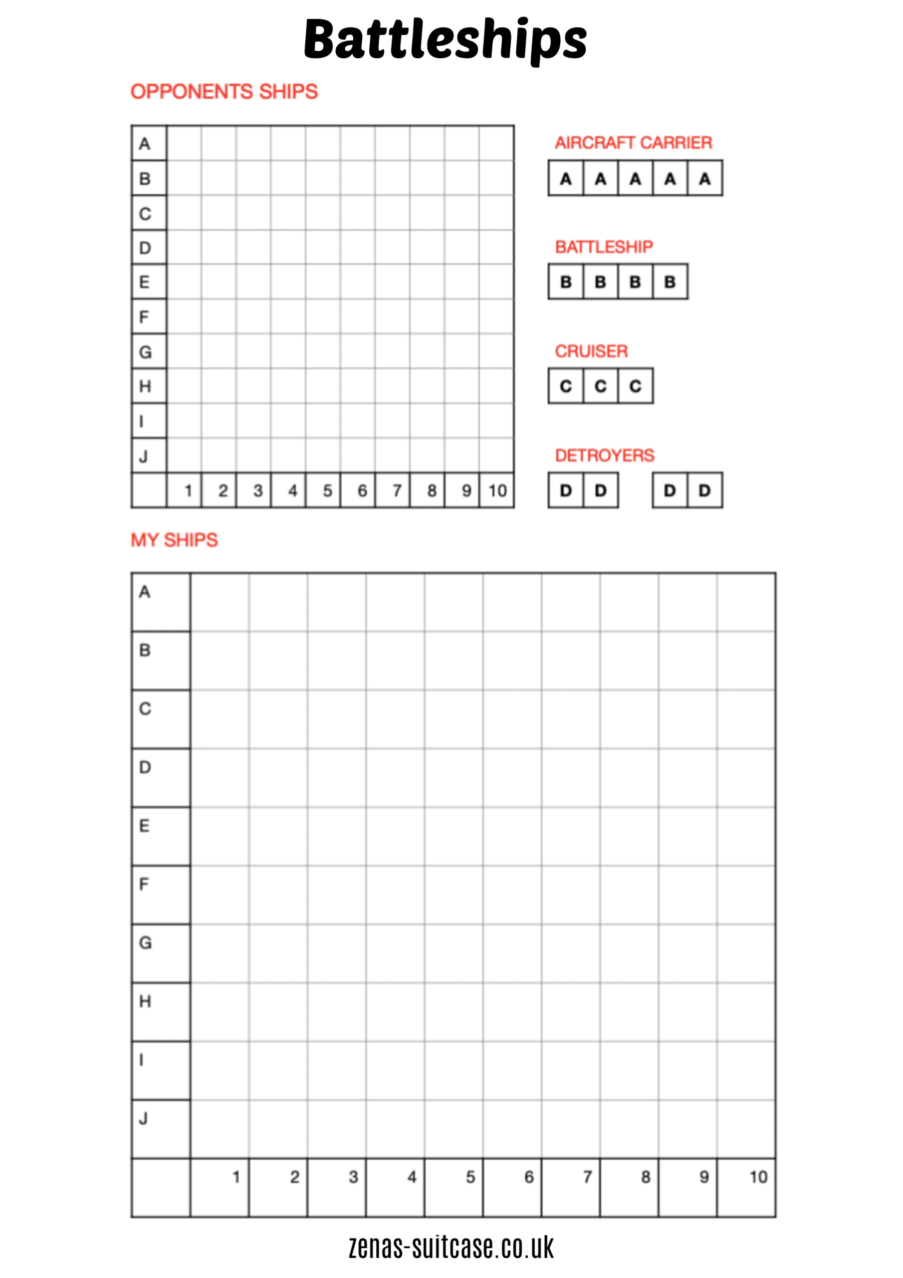 FREE Printable Battleship Game To Play Anywhere