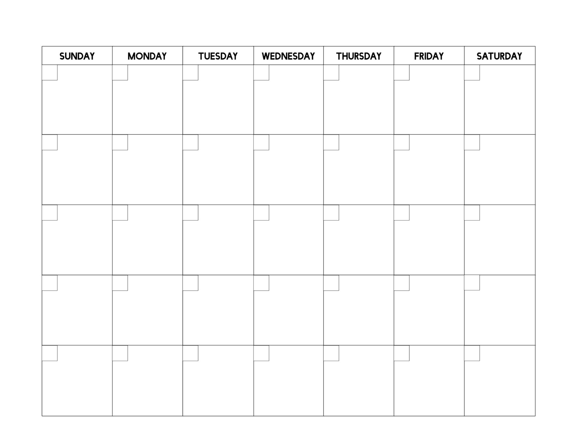 Printable Calendar Template Free