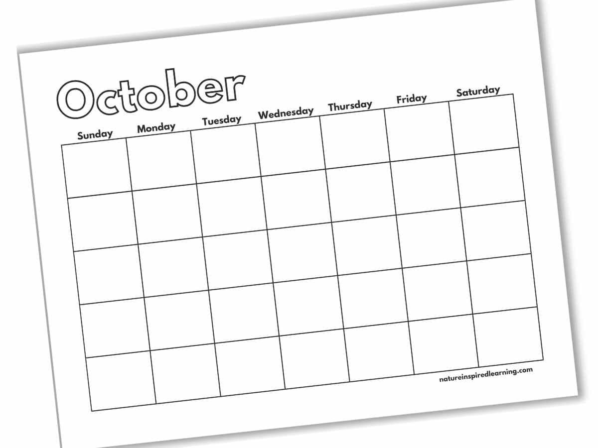 Free Printable Blank October Calendar