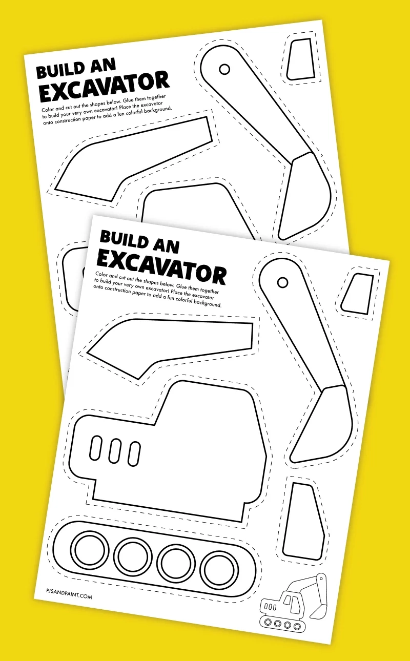 Free Printable Build An Excavator Craft Pjs And Paint