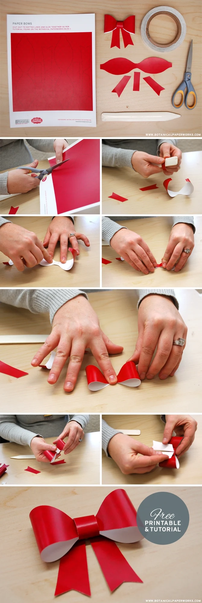 Free Printable Christmas Petal Cards And Paper Bows Botanical 
