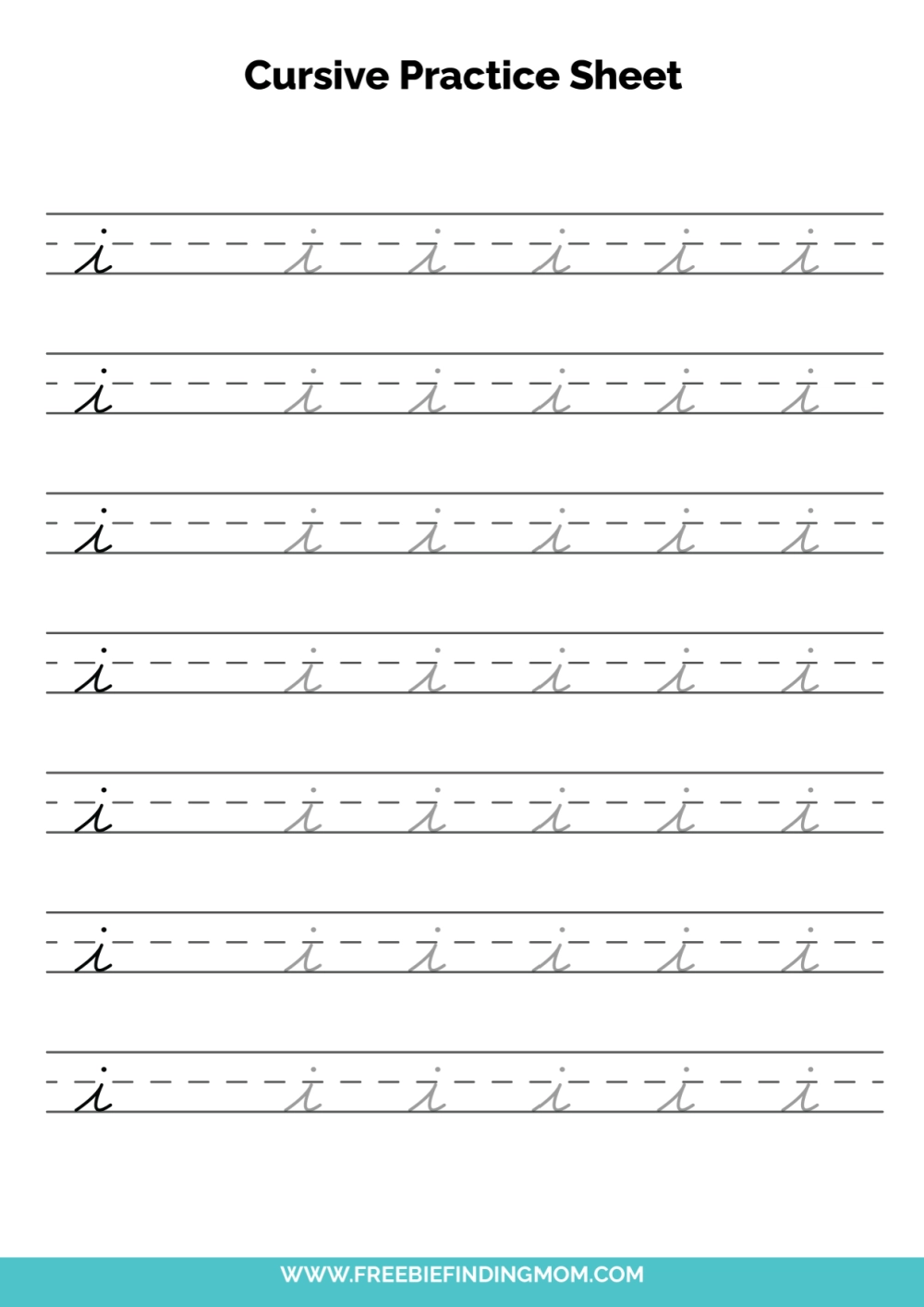 Free Printable Cursive Alphabet Practice Sheets Lowercase I