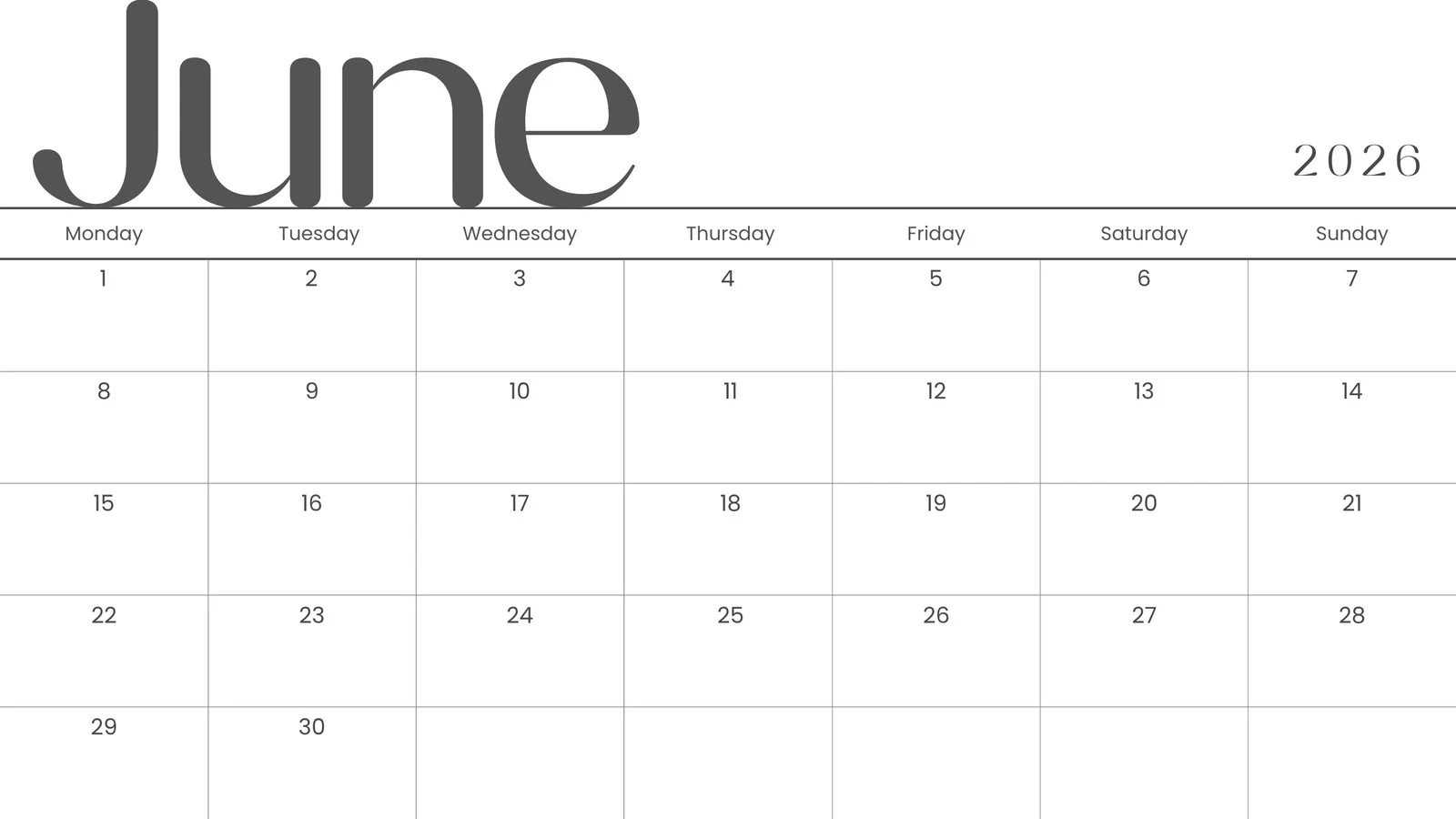 Free Printable Custom June 2026 Calendar Templates Canva